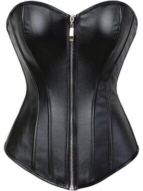 Corsets for Women Faux Leather Corset Top Steampunk Corsets Zipper Bustier Pirat